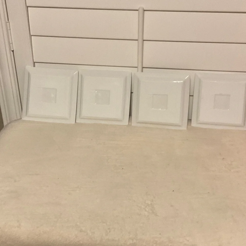Set of Four Square White Plates